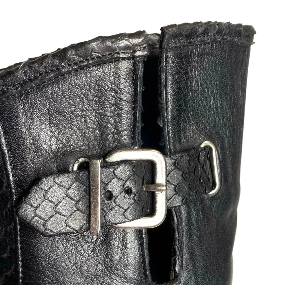 Ron White Boots Size 5.5 Piper Over The Knee OTK Black Leather Snake Pattern New
